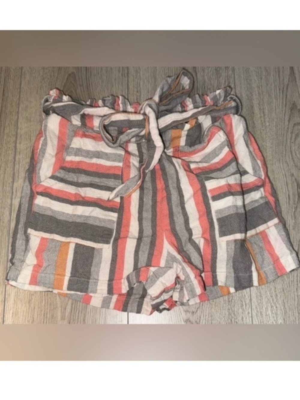 miami Striped white orange grey gray shorts